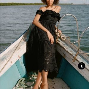 🆕 {Zara} • black embroidered midi dress
